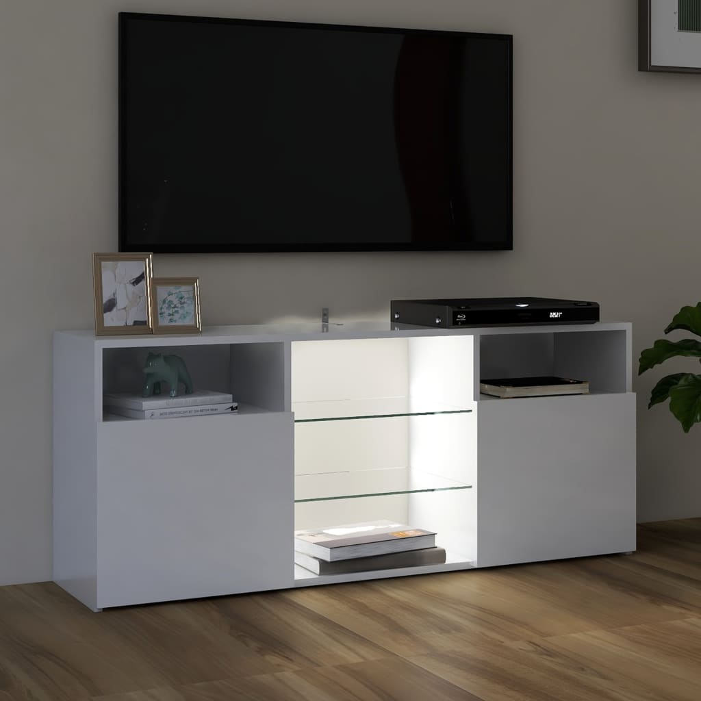 vidaXL magasfényű fehér TV-szekrény LED-lámpákkal 120 x 35 x 50 cm