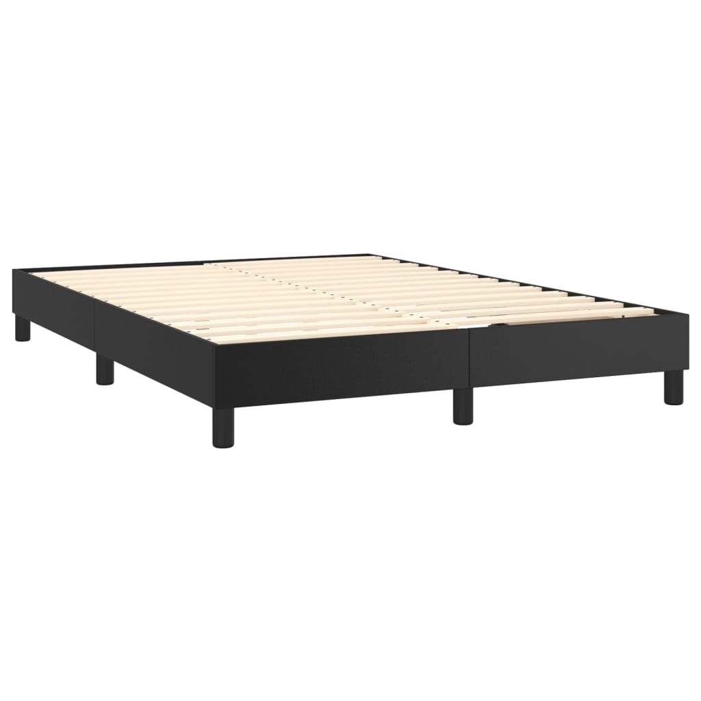vidaXL fekete műbőr rugós ágy matraccal 140 x 200 cm