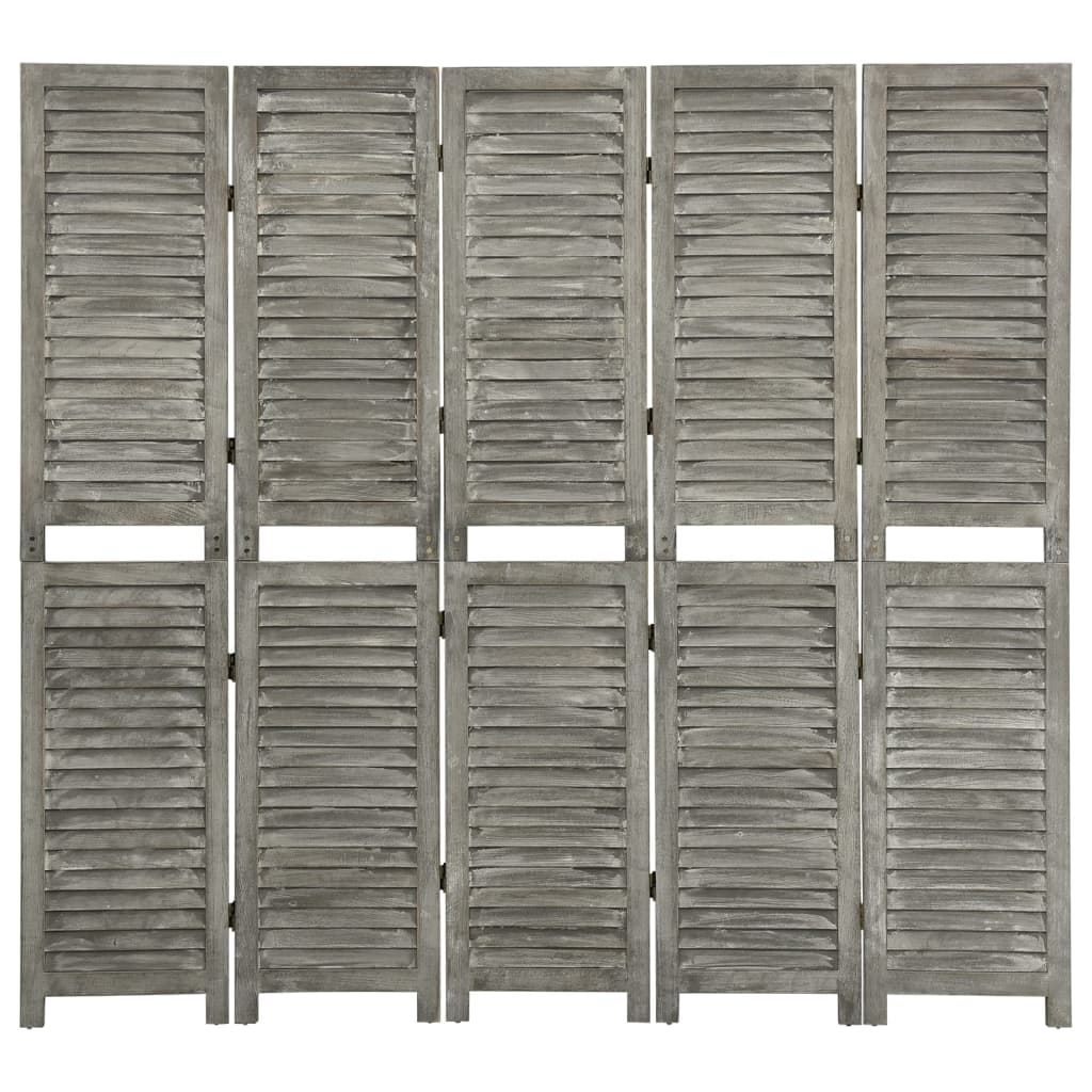 vidaXL szürke 5 paneles tömör faparaván 179 x 166 cm