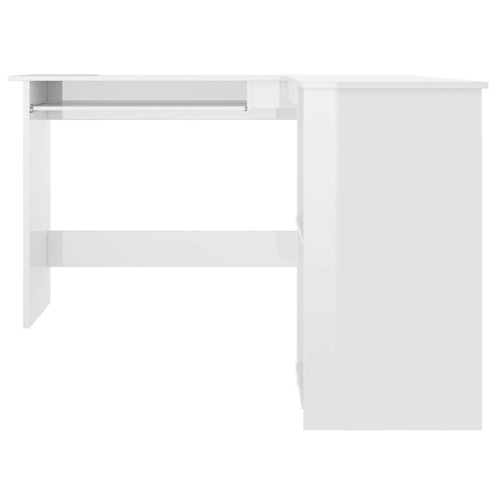 vidaXL fehér magasfényű L-alakú sarok-íróasztal 120 x 140 x 75 cm