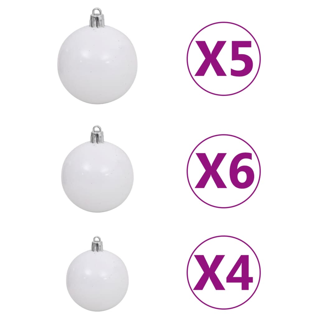 vidaXL műkarácsonyfa 150 LED-del, gömbszettel és hópehellyel 150 cm