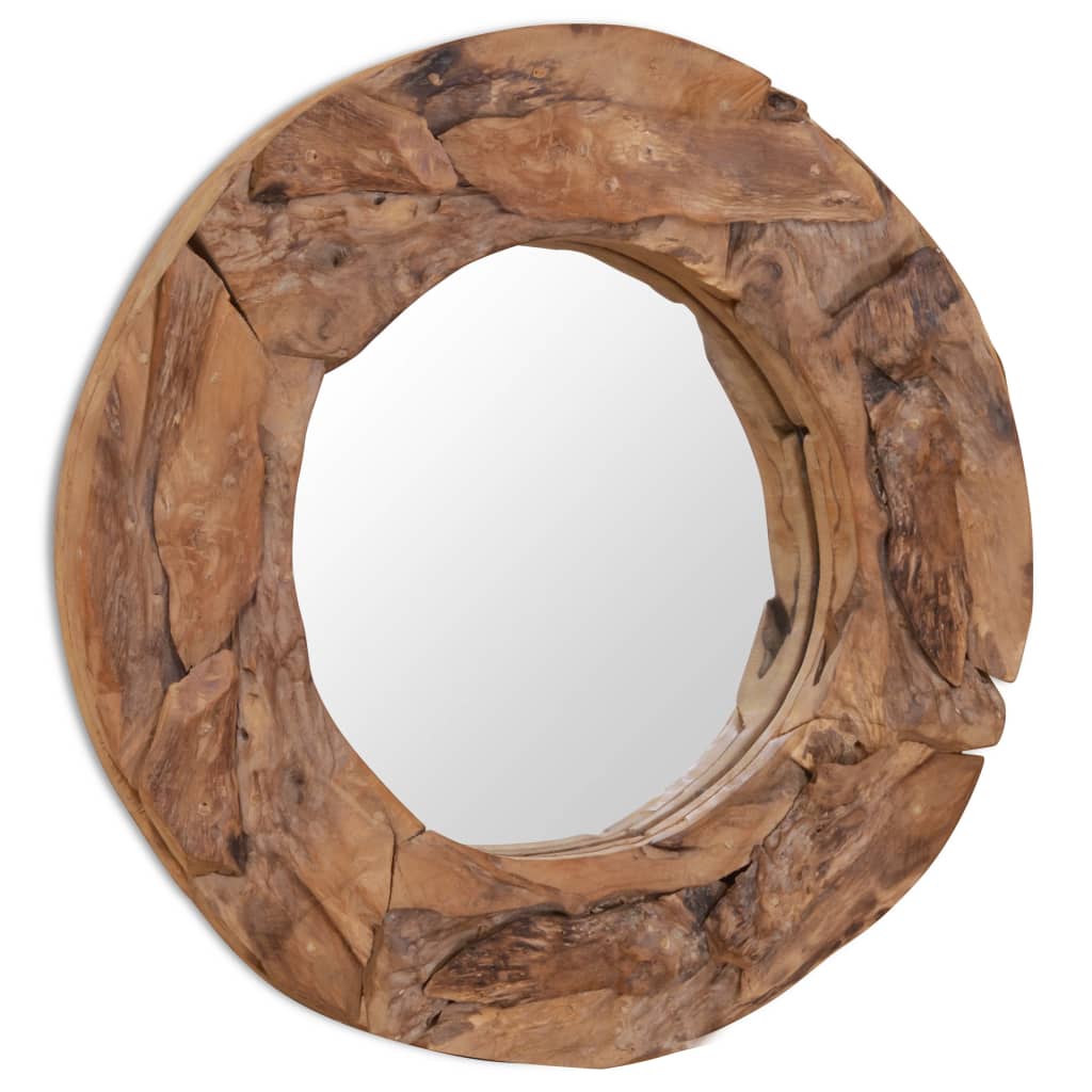 vidaXL dekoratív és kerek tükör tíkfából 60 cm