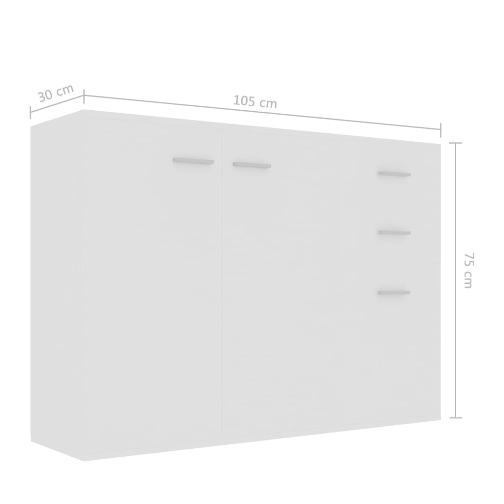 vidaXL fehér forgácslap tálalószekrény 105 x 30 x 75 cm