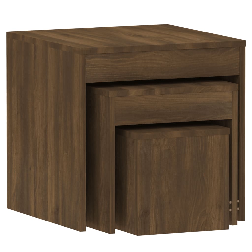 vidaXL 3 db barna tölgy színű szerelt fa dohányzóasztal