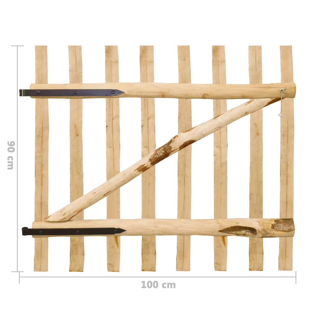 vidaXL egyajtós mogyorófa deszka-kerítéskapu 100 x 90 cm