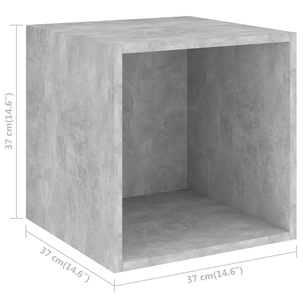 vidaXL 4 db betonszürke forgácslap faliszekrény 37 x 37 x 37 cm