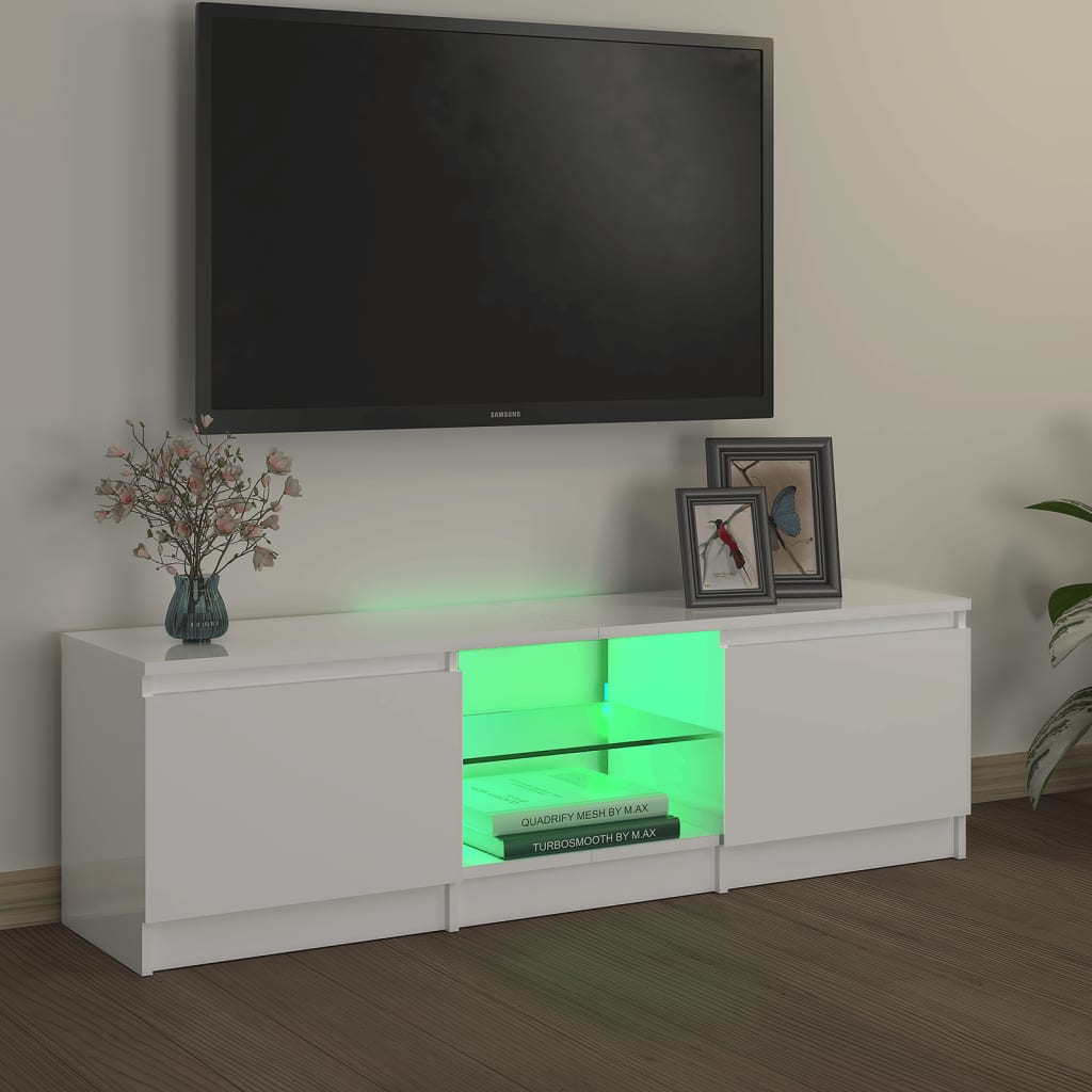 vidaXL magasfényű fehér TV-szekrény LED lámpákkal 120 x 30 x 35,5 cm
