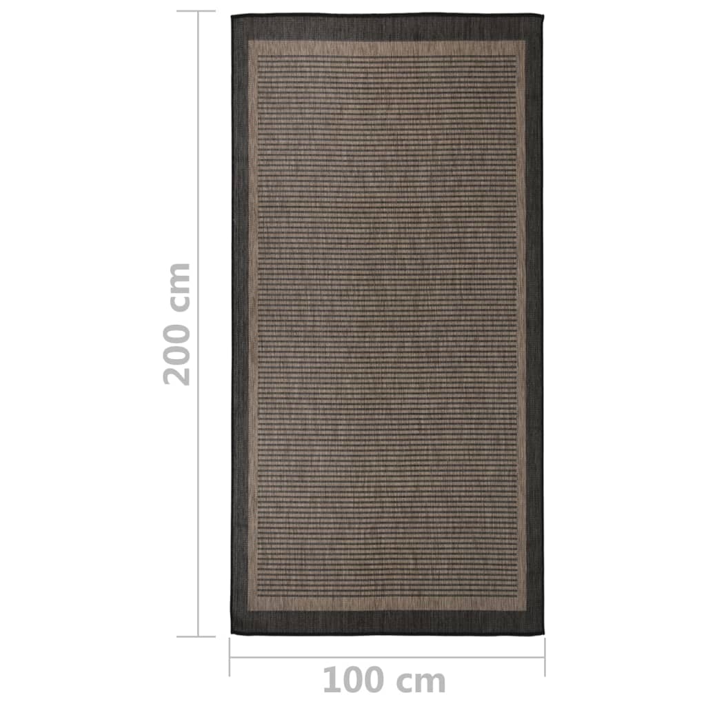 vidaXL sötétbarna lapos szövésű kültéri szőnyeg 100 x 200 cm