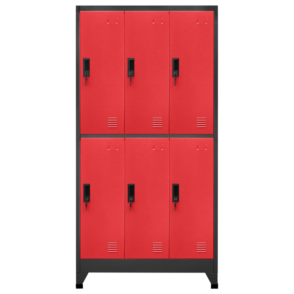 vidaXL antracitszürke-piros acél zárható szekrény 90 x 45 x 180 cm