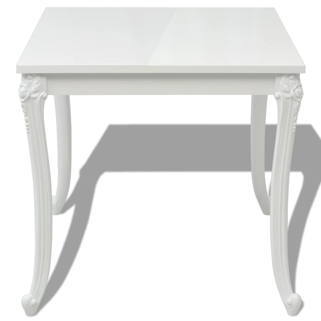 vidaXL Fényes 80x80x76 cm-es fehér étkező asztal
