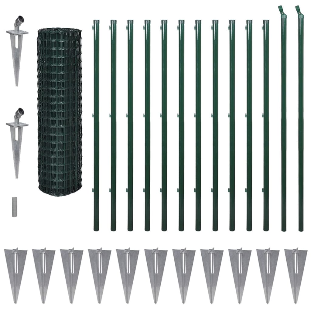 vidaXL zöld euro acélkerítés 25 x 1,7 m