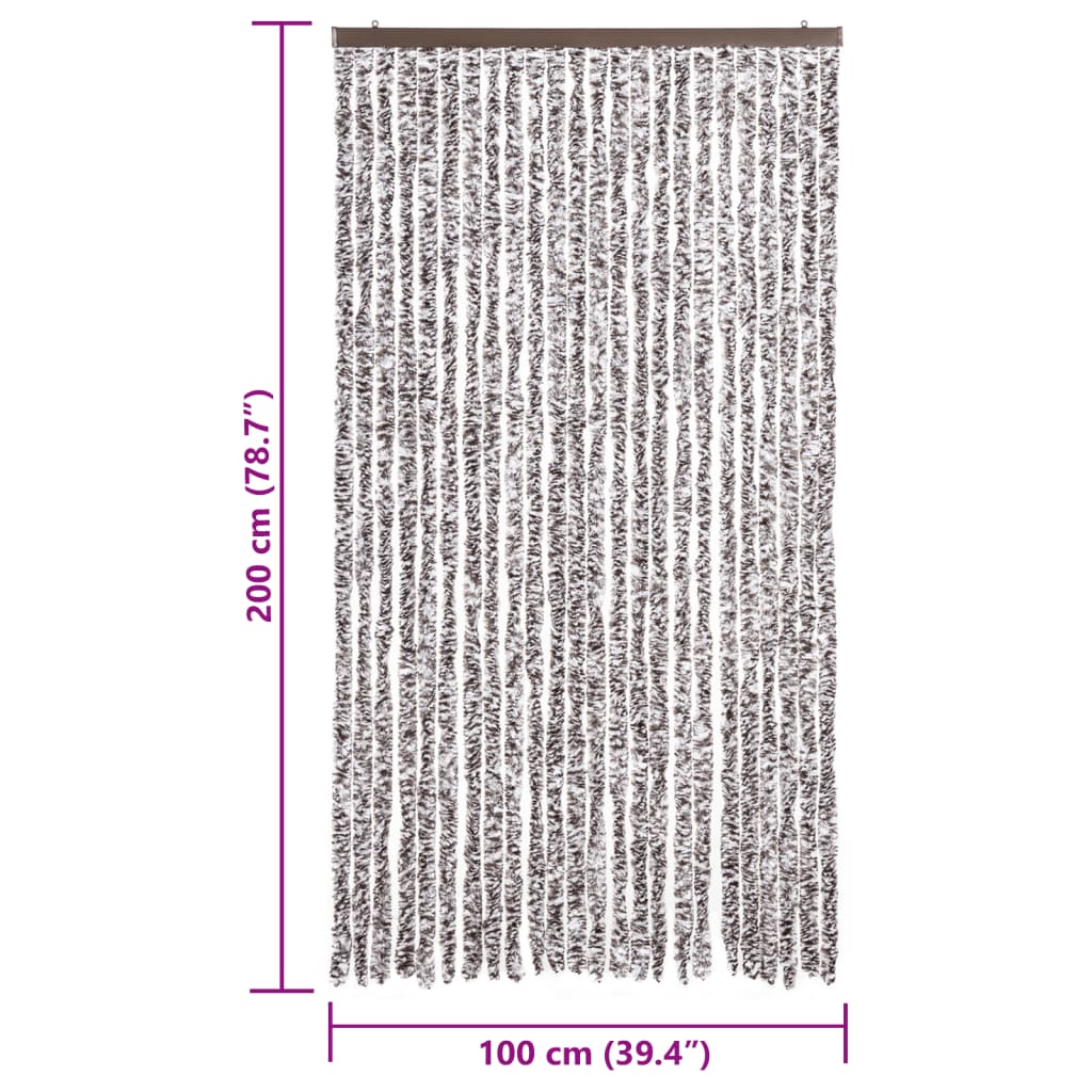 vidaXL barna és bézs zsenília rovarfüggöny 100 x 200 cm