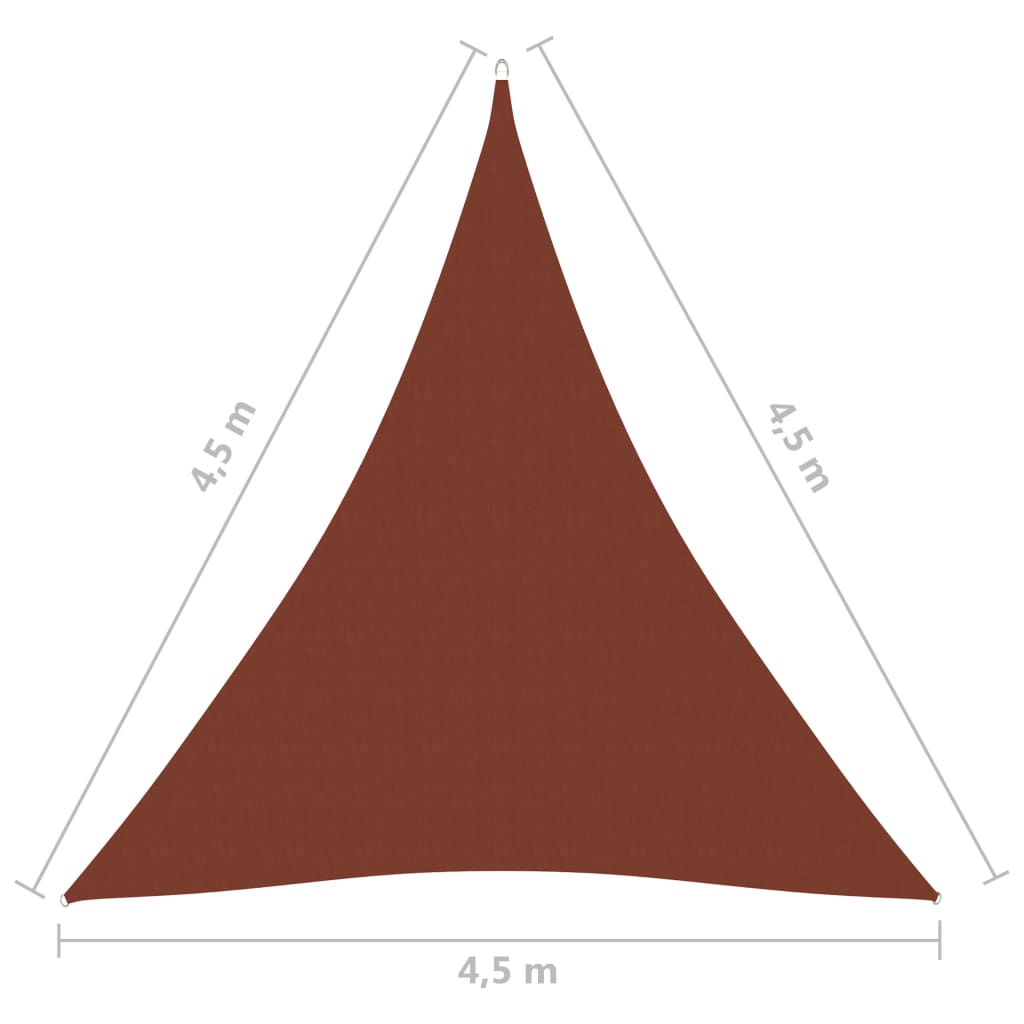 vidaXL terrakotta háromszögű oxford-szövet napvitorla 4,5x4,5x4,5 m