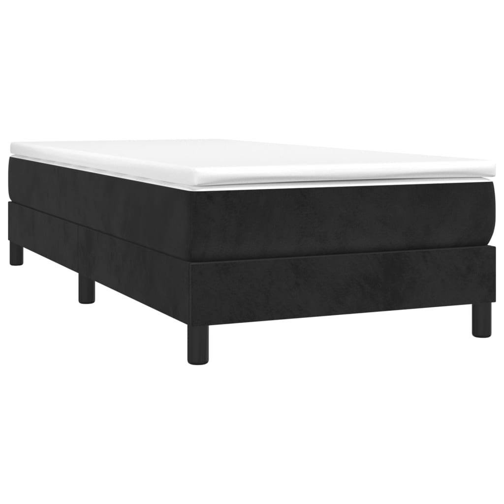 vidaXL fekete bársony rugós ágy matraccal 80 x 200 cm