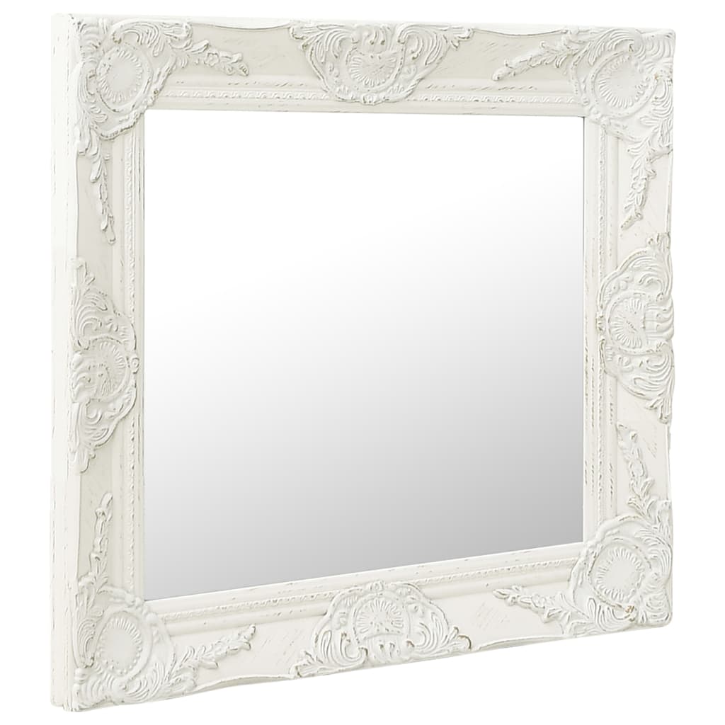 vidaXL fehér barokk stílusú fali tükör 50 x 50 cm
