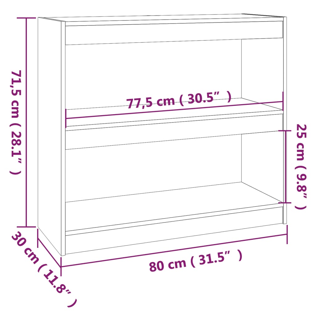 vidaXL tömör fenyőfa könyvszekrény/térelválasztó 80 x 30 x 71,5 cm