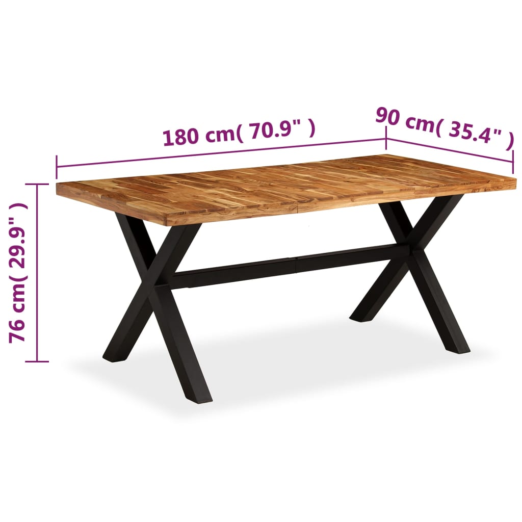 vidaXL tömör akácfa/mangófa étkezőasztal 180 x 90 x 76 cm