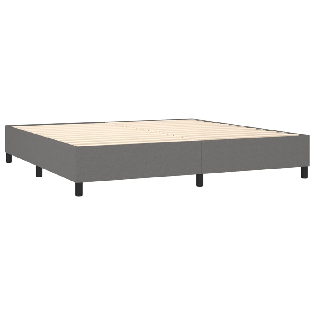 vidaXL sötétszürke szövet rugós ágy matraccal 200 x 200 cm