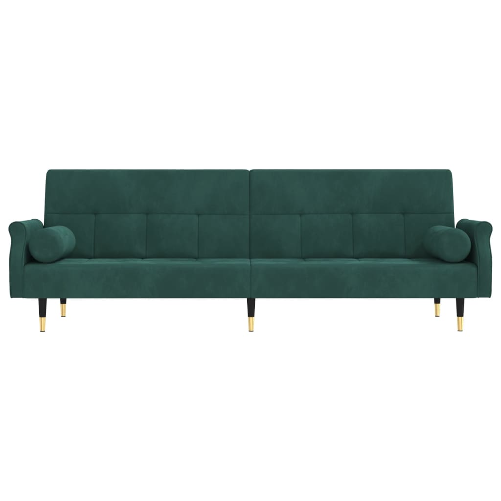 vidaXL sötétzöld bársony kanapéágy párnákkal