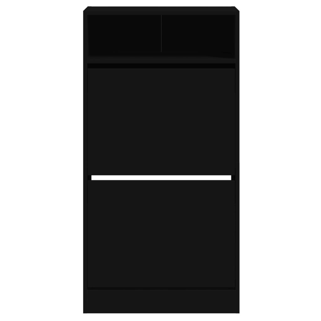 vidaXL fekete szerelt fa cipőszekrény 60x34x116 cm