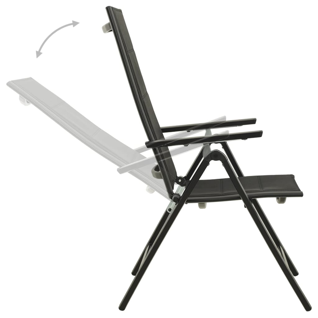 vidaXL 2 db fekete textilén és alumínium összecsukható kerti szék
