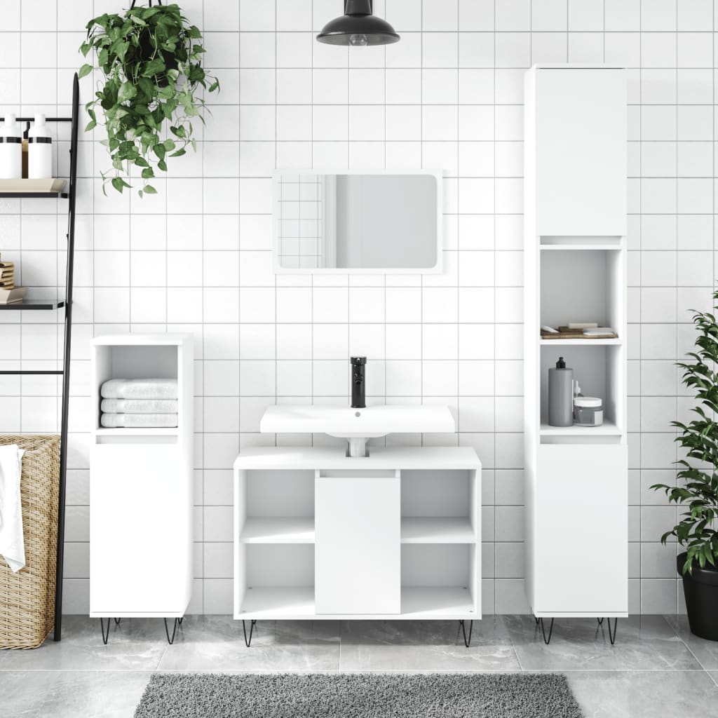vidaXL fehér szerelt fa fürdőszobaszekrény 30 x 30 x 100 cm
