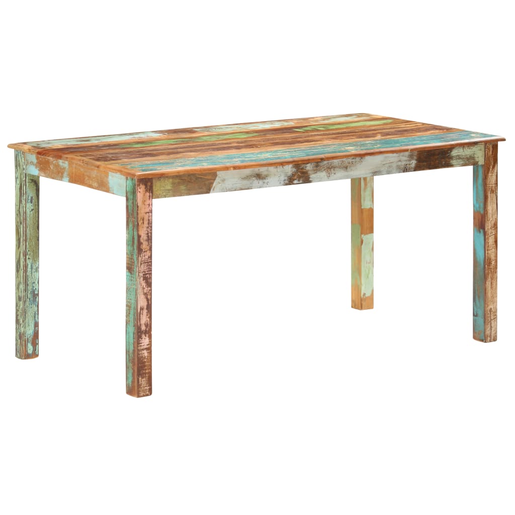 vidaXL újrahasznosított tömör fa étkezőasztal 160 x 80 x 76 cm