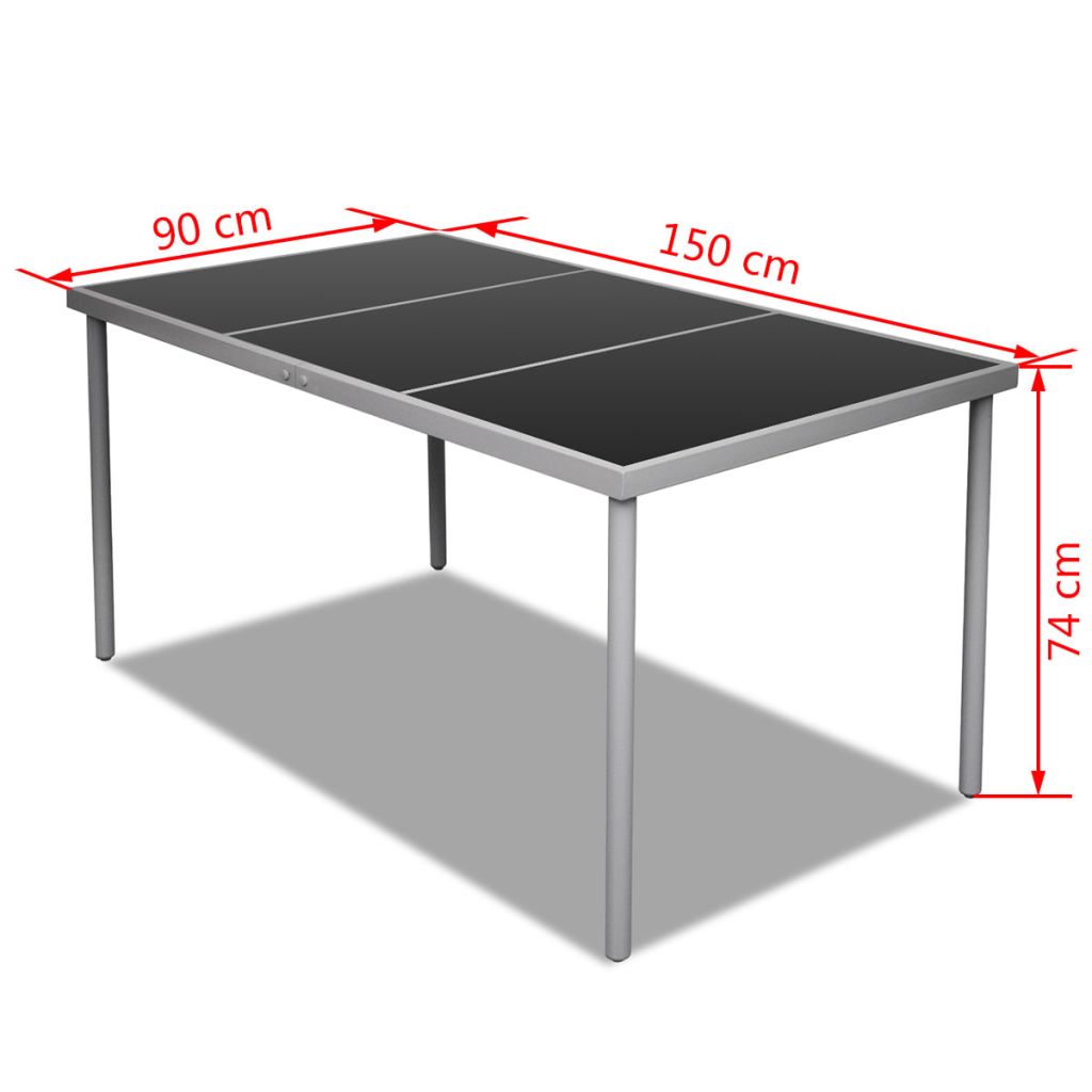 vidaXL kerti asztal üveg asztallappal 150 x 90 x 74 cm