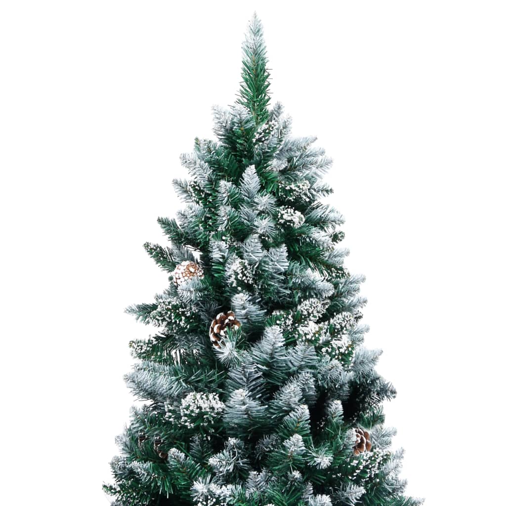 vidaXL műkarácsonyfa fenyőtobozokkal és fehér hóval 210 cm