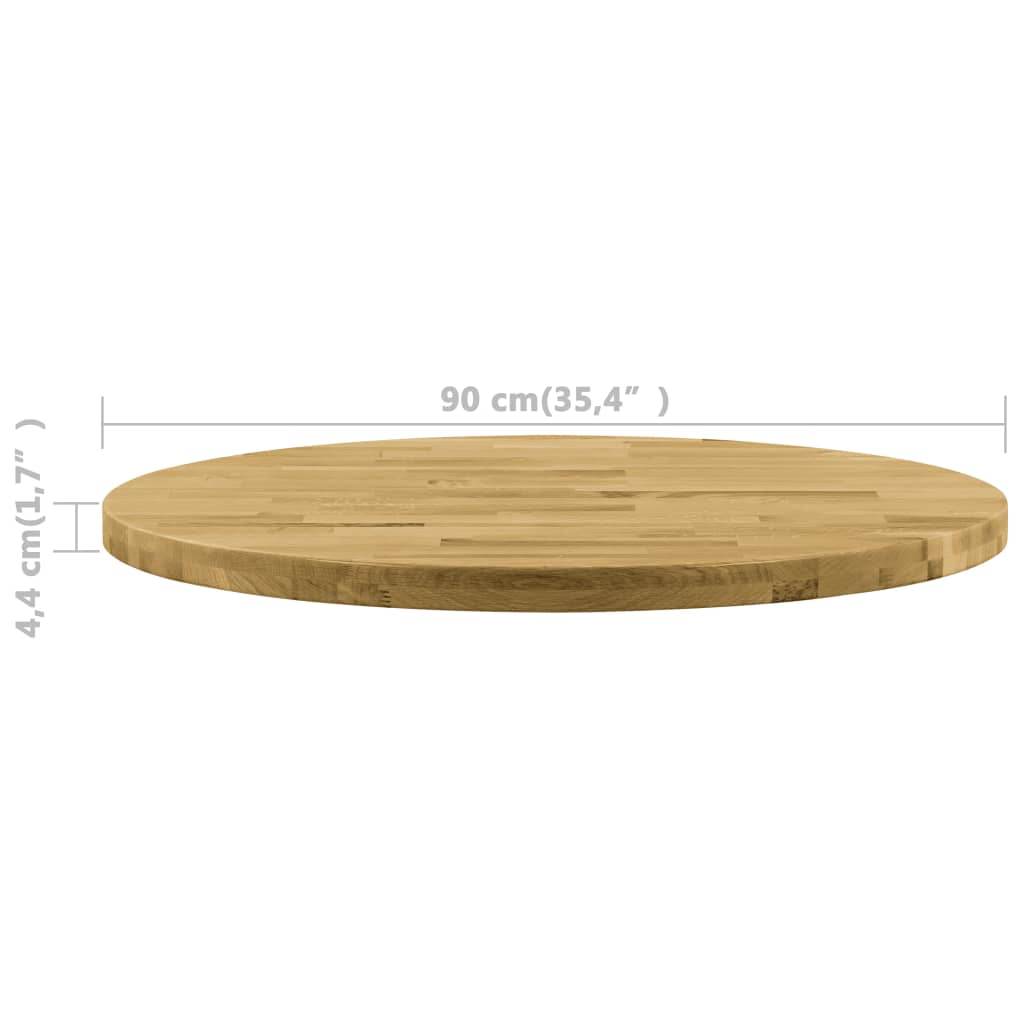 vidaXL kerek tömör tölgyfa asztallap 44 mm 900 mm