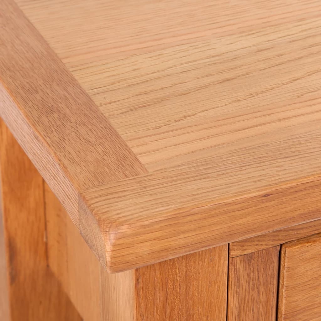 vidaXL kétfiókos tömör tölgyfa tálalóasztal 83 x 30 x 73 cm