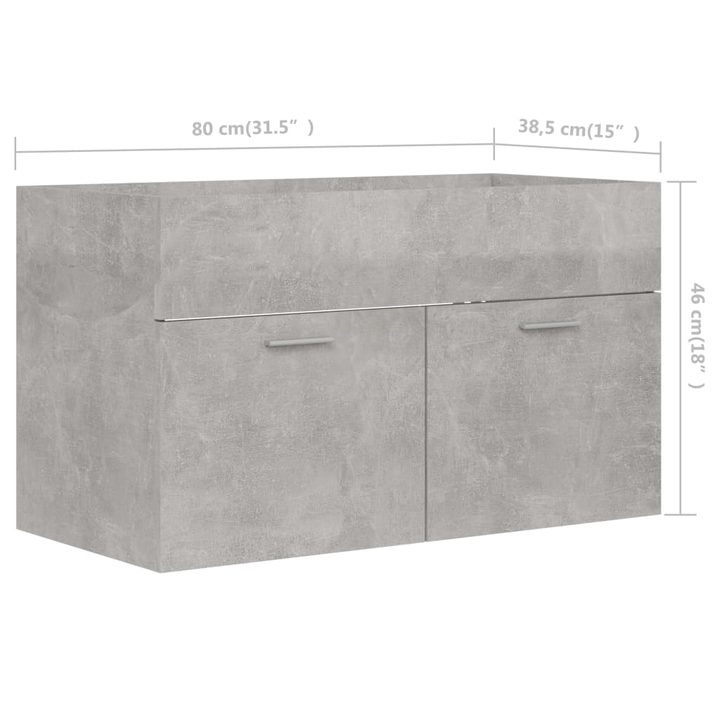 vidaXL 2 részes betonszürke szerelt fa fürdőszobai bútorszett