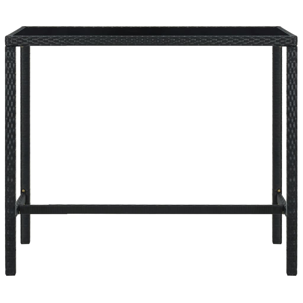 vidaXL fekete polyrattan és üveg kerti bárasztal 130 x 60 x 110 cm