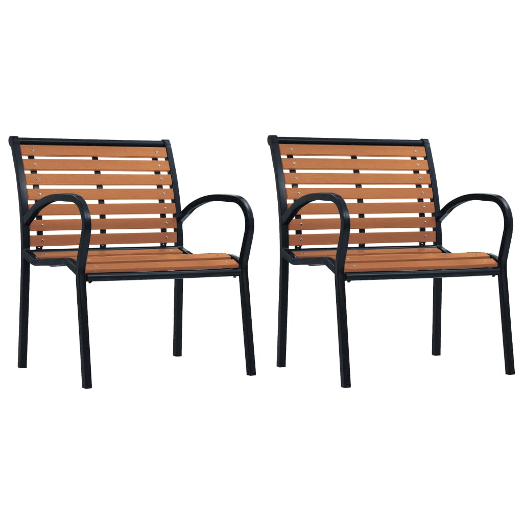 vidaXL 2 db fekete és barna acél és WPC kerti szék