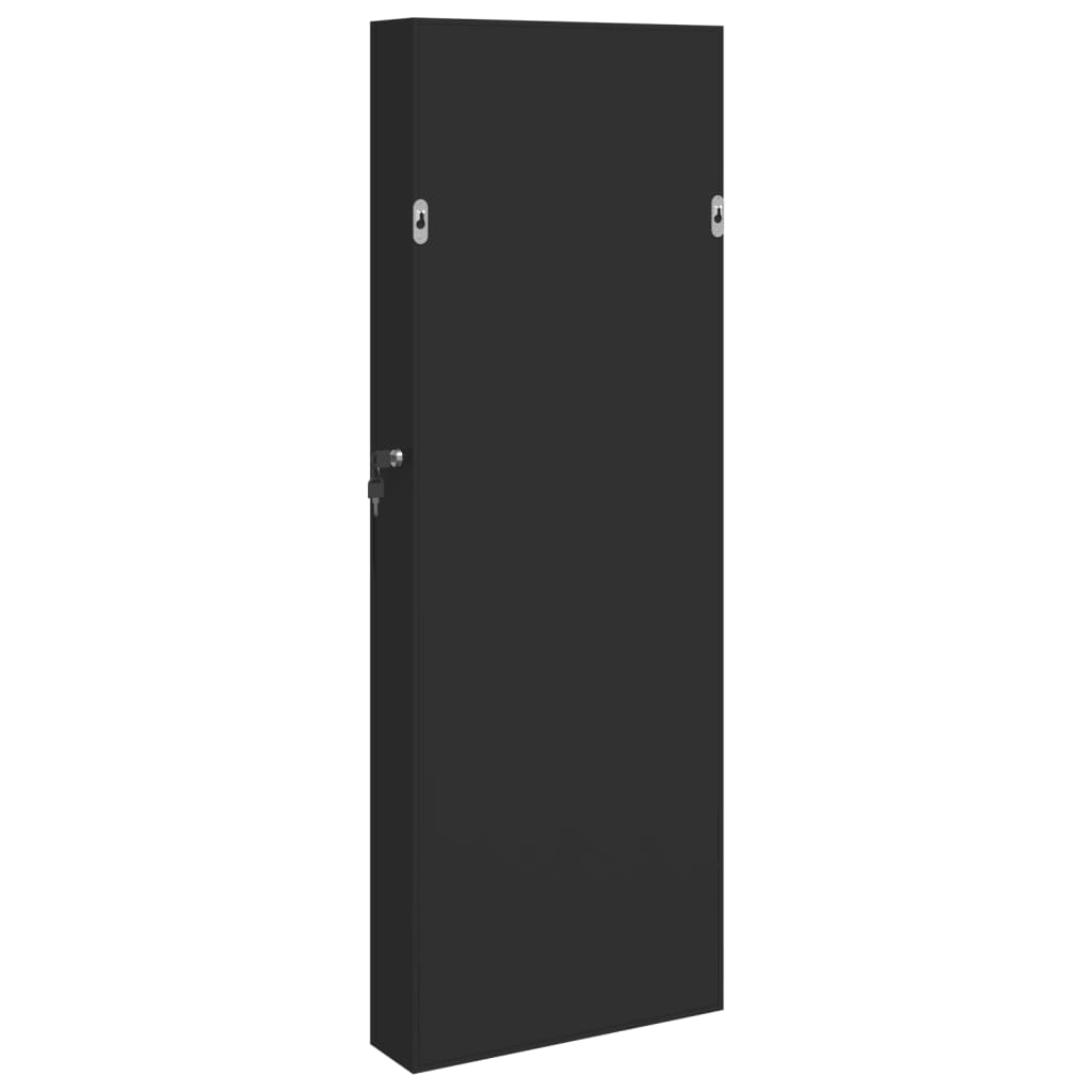 vidaXL fekete falra szerelhető tükrös ékszerszekrény 37,5x10x106 cm