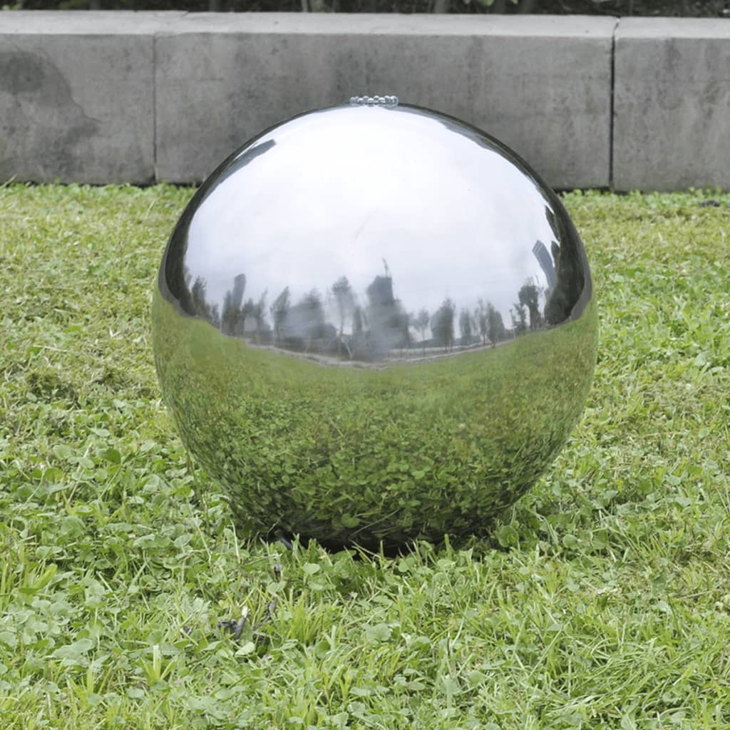 vidaXL kerti gömb alakú rozsdamentes acél szökőkút LED-fényekkel 30 cm