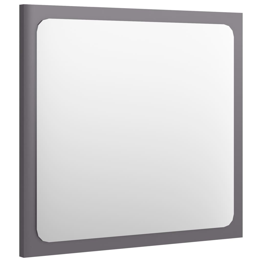 vidaXL magasfényű szürke forgácslap fürdőszobai tükör 40 x 1,5 x 37 cm