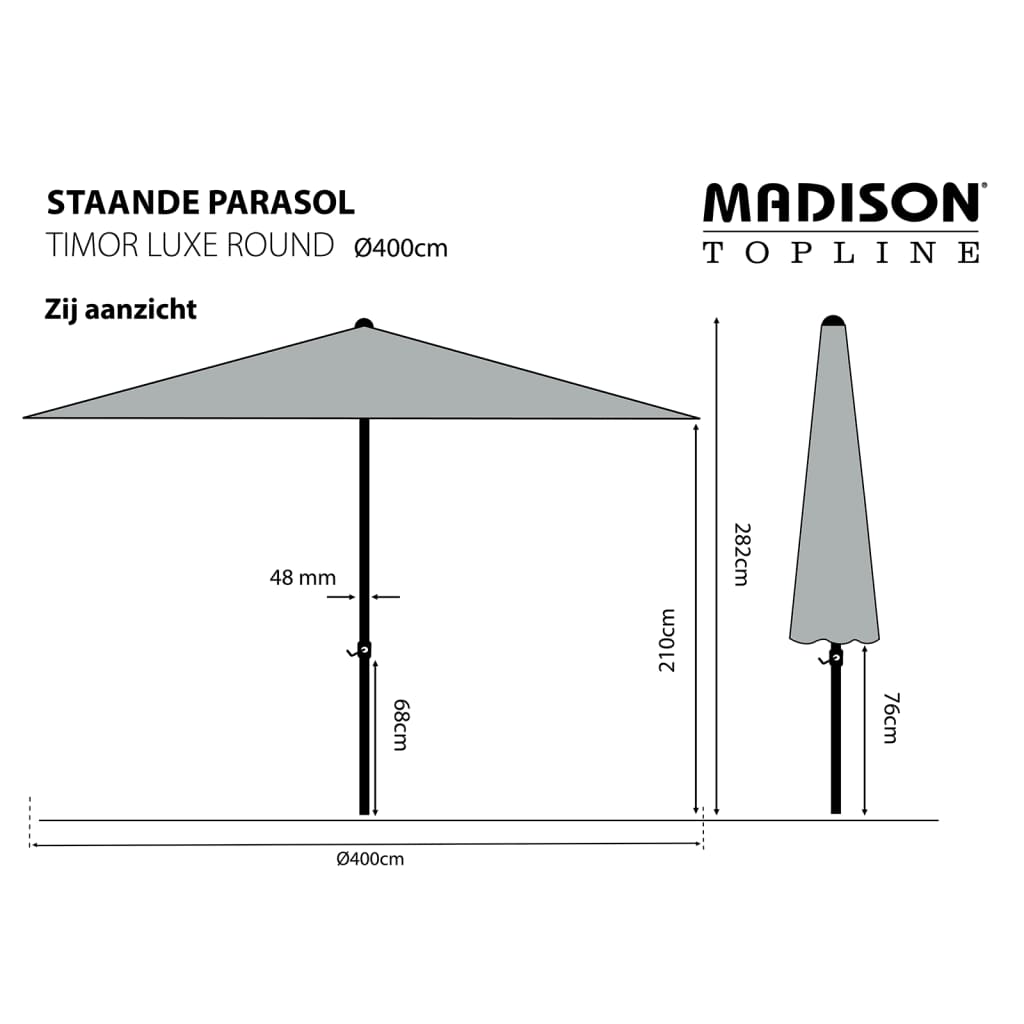 Madison Timor Luxe PAC8P014 szürke napernyő 400 cm
