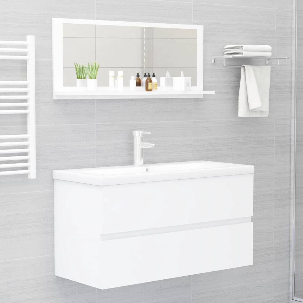 vidaXL fehér forgácslap fürdőszobai tükör 90 x 10,5 x 37 cm