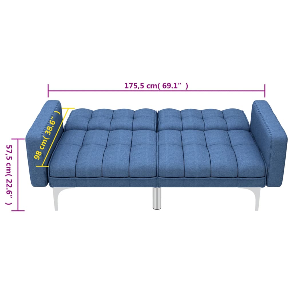 vidaXL kék szövet kanapéágy