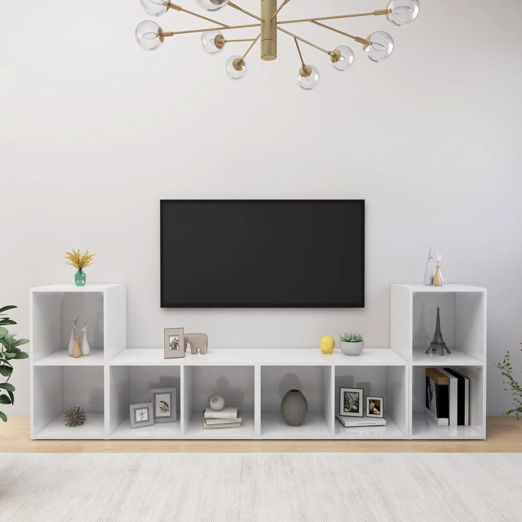 vidaXL 4 db magasfényű fehér forgácslap TV-szekrény 72 x 35 x 36,5 cm
