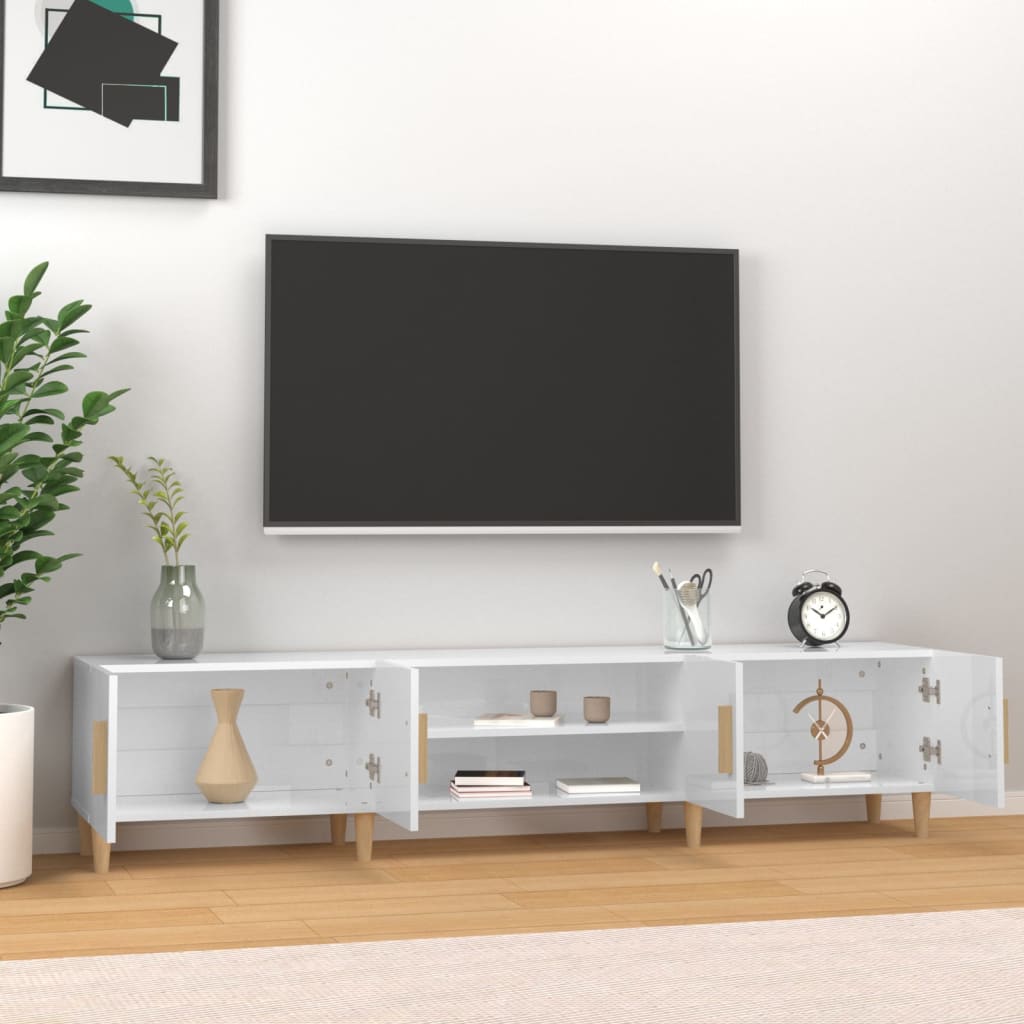 vidaXL magasfényű fehér szerelt fa TV-szekrény 180 x 31,5 x 40 cm