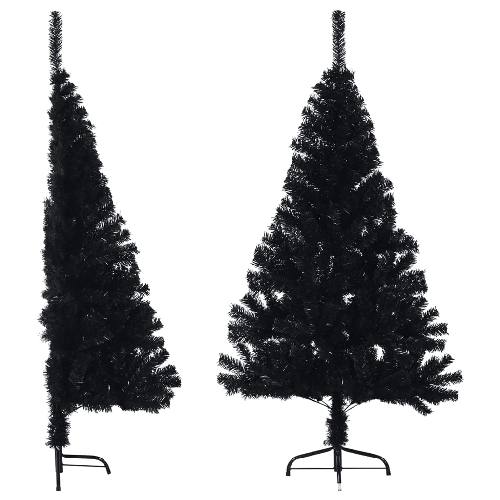vidaXL fekete PVC fél műkarácsonyfa állvánnyal 150 cm