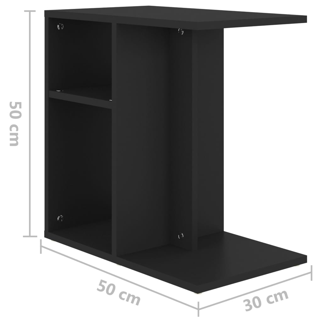 vidaXL fekete forgácslap kisasztal 50 x 30 x 50 cm