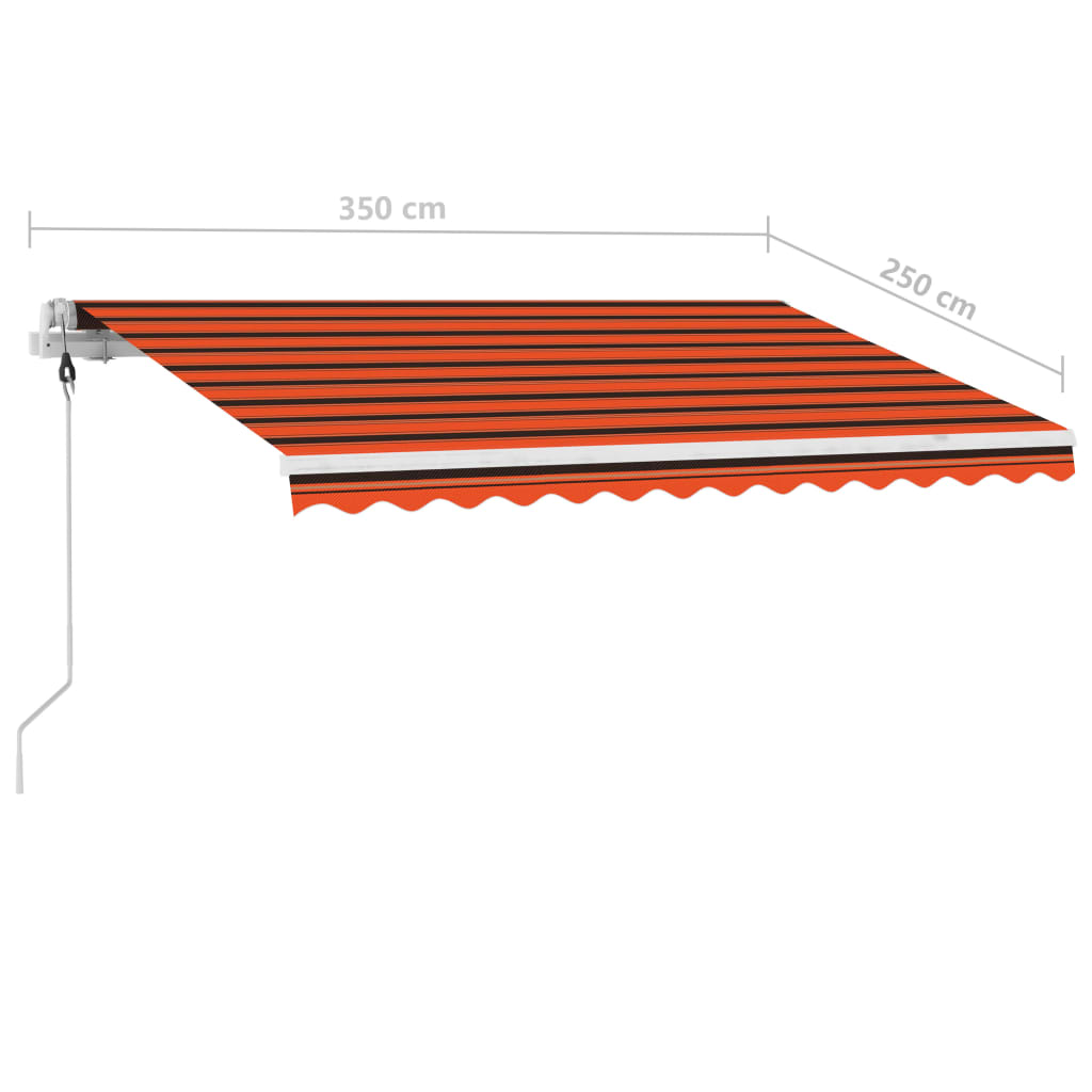vidaXL narancssárga-barna szélérzékelős és LED-es napellenző 350x250cm