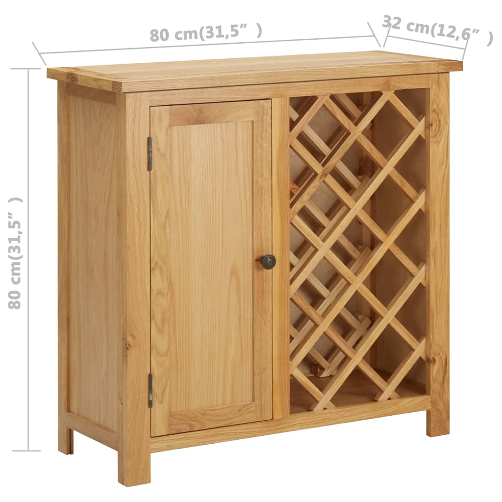 vidaXL tömör tölgyfa bortartó szekrény 11 palackhoz 80 x 32 x 80 cm