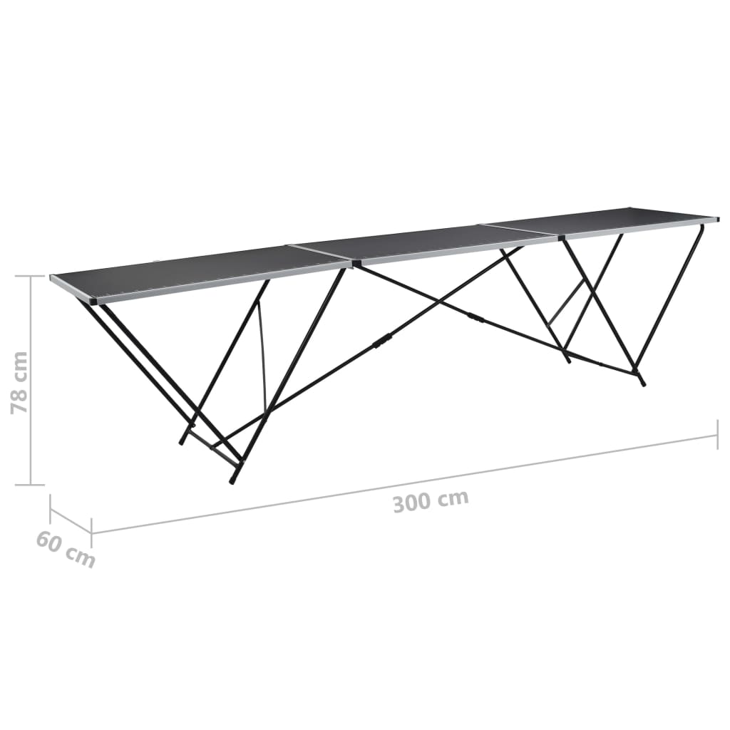 vidaXL összecsukható MDF/alumínium tapétázóasztal 300 x 60 x 78 cm