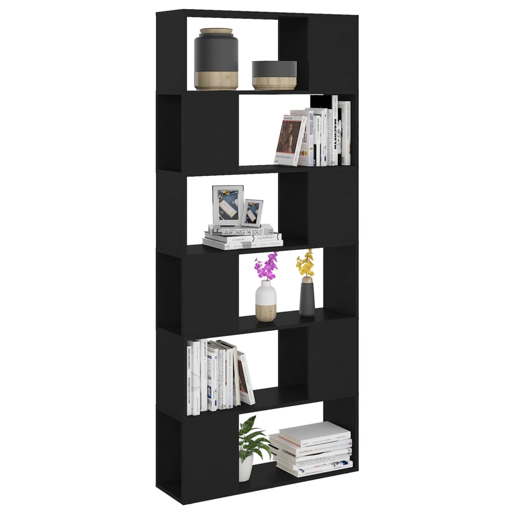 vidaXL fekete térelválasztó könyvszekrény 80 x 24 x 186 cm