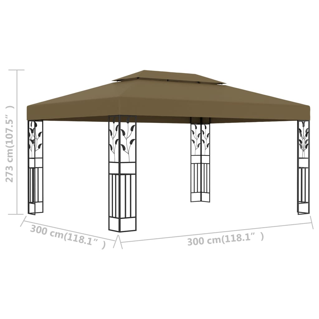 vidaXL tópszínű dupla tetős pavilon 3 x 4 m 180 g/m²