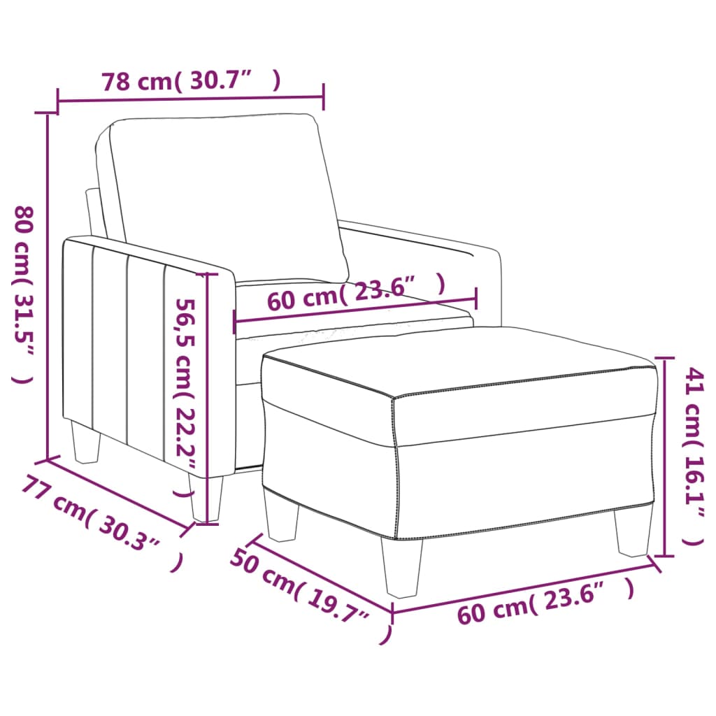vidaXL kávészínű műbőr kanapéfotel lábtartóval 60 cm